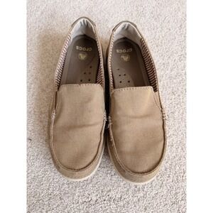 Crocs Santa Cruz Loafers Khaki Tan Canvas Slip On Shoes W8